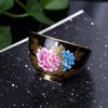 黑地描金粉彩花开富贵杯 商品缩略图1