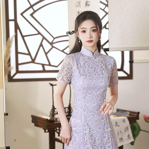 改良奥戴白色，复古日常双层旗袍XL-23135 商品图5