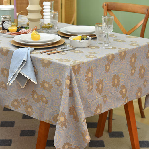 太阳菊系列方形桌布田园清新纯棉复古台布 商品图1