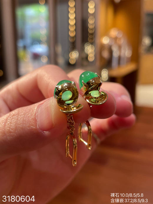 玻璃木纳艳绿蛋面耳坠 79999【3180604】 商品图7