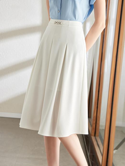 【专属特价】熙世界2025初夏白月光赫本风白色半身裙子女高腰遮胯显瘦A字伞裙 商品图4