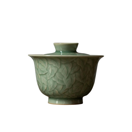 茶香记 千叶盖碗 手工青瓷 梅子青 古典清雅 大气端庄 灵动生机 商品图4