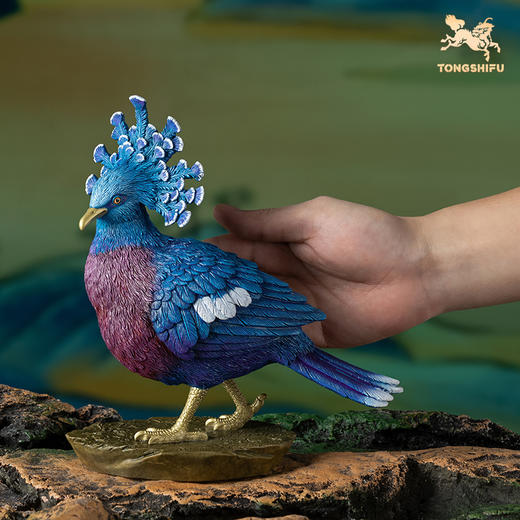 铜师傅 铜摆件《铜师傅百鸟集》之蓝凤冠鸠 铜工艺品 家居饰品摆件 商品图4