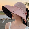 ZQ-M1-M2288夏季黑胶空顶遮阳帽甜美蝴蝶结帽女大沿爱心太阳帽子 商品缩略图4