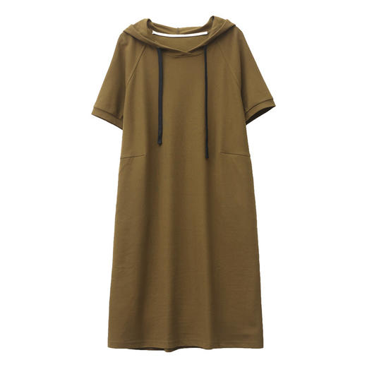 时尚休闲，纯色直筒卫衣裙大码宽松连帽连衣裙HR-WH6809 商品图4