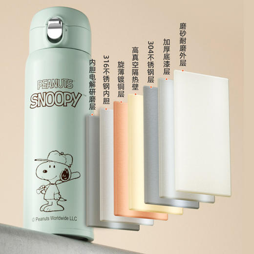 史努比正版316不锈钢水杯弹跳简约女生时尚印logo商务杯子保温杯 商品图1