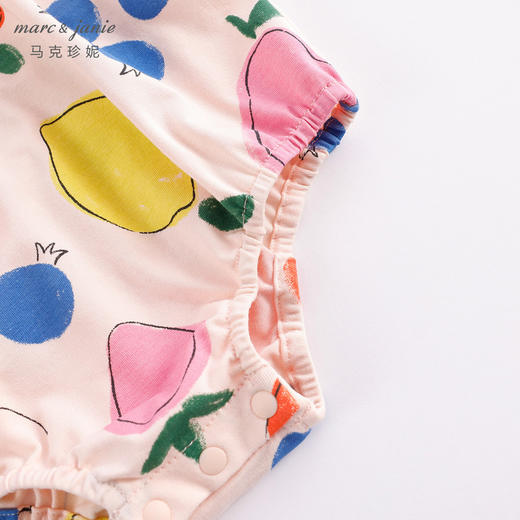 马克珍妮新款夏装 女宝宝花边袖水果图案连体衣230926 商品图4