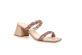 豪麟名鞋奥莱NILA&NILA女鞋织物凉拖N573L杏色  原价2660元