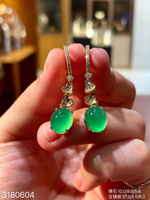 玻璃木纳艳绿蛋面耳坠 79999【3180604】 商品图6