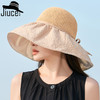 ZQ-X3-M2434拼接遮阳帽女韩版新款泡泡纱大檐渔夫帽休闲潮流帽子 商品缩略图0