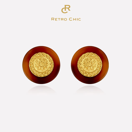 【钟欣潼（阿娇）&张静初同款】Ancient Rome古罗马时期 | 玳瑁金币耳钉 商品图0