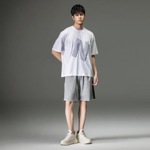 PINLI品立2023夏季新款字母短袖T恤男士立体贴布休闲体恤潮牌上衣B232111041 商品图3
