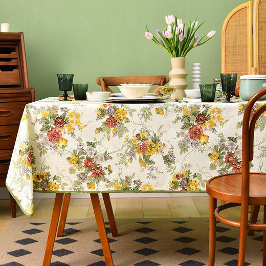 卡罗拉玫瑰方形桌布纯棉田园清新台布 商品图0