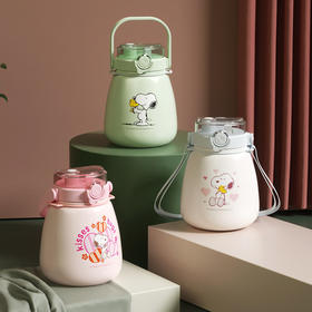 史努比网红304不锈钢水杯卡通吸管大容量杯子礼品大肚保温杯