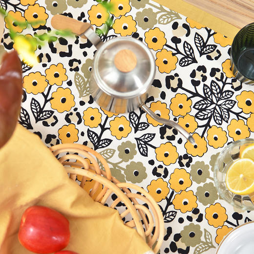 黄色木槿系列桌旗日式双面茶旗布 商品图3