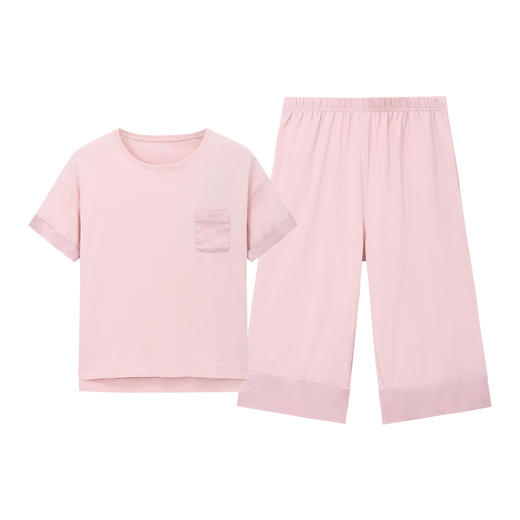 Threegun三枪 【凉感弹力棉】圆领短袖中裤女士家居套家居服-81848D011 商品图6