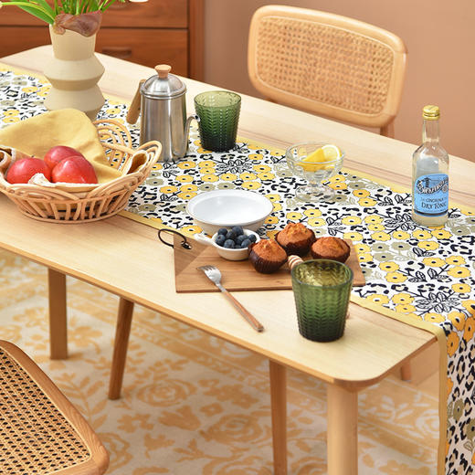 黄色木槿系列桌旗日式双面茶旗布 商品图1