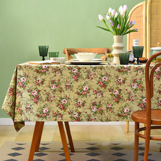 芬德拉法式玫瑰系列方形桌布田园清新复古台布 商品图0