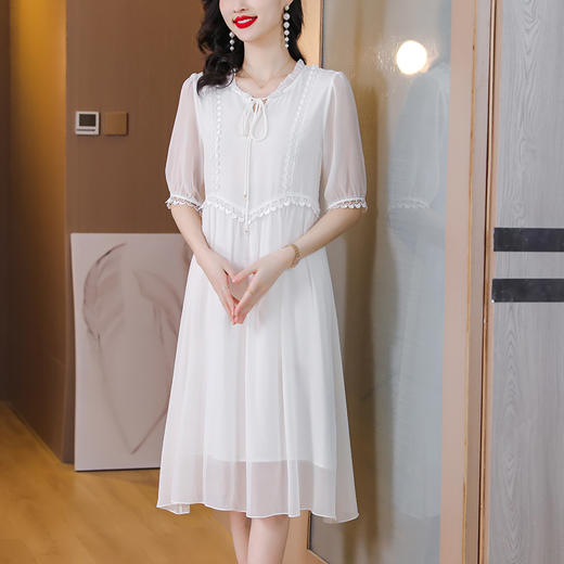 夏季新款，妈妈装时尚气质简约百搭纯色A字裙连衣裙AHM-ss3038 商品图2