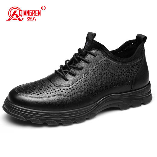 强人夏季男鞋透气运动鞋头层牛皮镂空轻便跑步鞋软底休闲皮鞋男士 商品图5