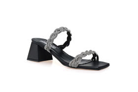 豪麟名鞋奥莱NILA&NILA女鞋织物凉拖N573L黑色  原价2660元