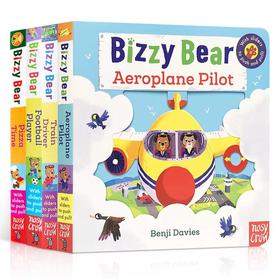小熊很忙系列第五辑 Bizzy Bear:Racing Driver/Aeroplane Pilot/Football Player推拉书绘本 送音频