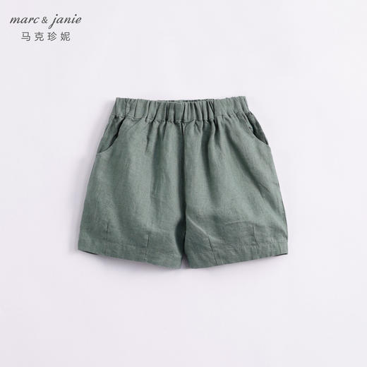 马克珍妮夏装男女童天然亚麻透气五分短裤 儿童裤子230938 商品图2