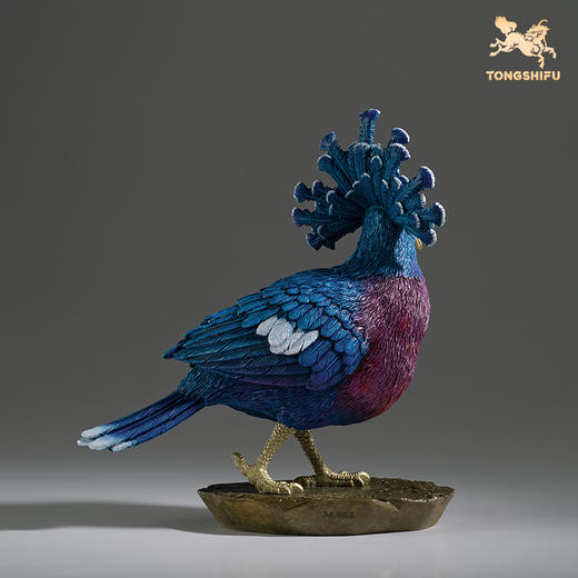 铜师傅 铜摆件《铜师傅百鸟集》之蓝凤冠鸠 铜工艺品 家居饰品摆件 商品图2