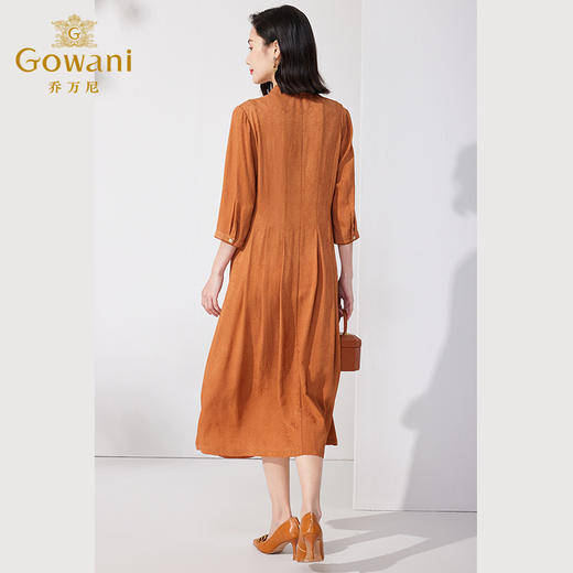 乔万尼真丝蚕桑丝连衣裙夏季新款修身中袖长裙ET2E236 商品图4