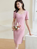 剩S 米思阳2024夏季新款甜美优雅纯色连衣裙收腰显瘦修身短袖裙子1431 商品缩略图1