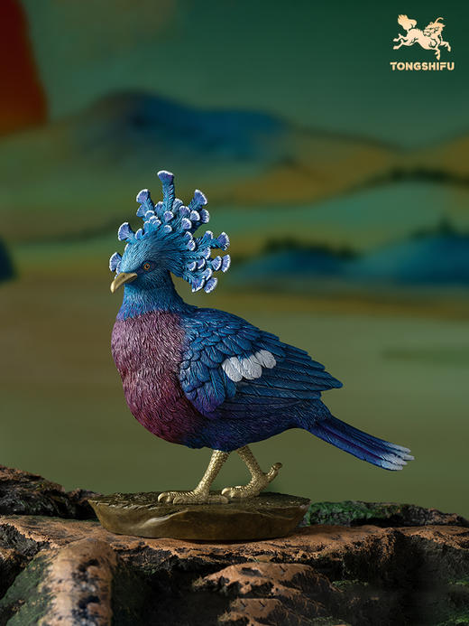 铜师傅 铜摆件《铜师傅百鸟集》之蓝凤冠鸠 家居饰品 桌面摆件 商品图1