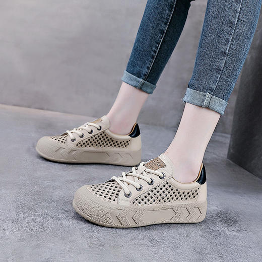 YR 1178镂空厚底罗马凉鞋包头真皮头层牛皮休闲板鞋 商品图2