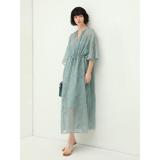 COCOBELLA重工金葱刺绣肌理感连衣裙女优雅两件套长裙FR966D 商品图3