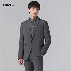 HIM漢崇  套装西装 男士通勤商务职业正装简约舒适深灰色修身西服