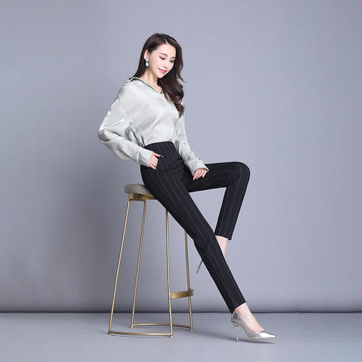 HY-8338zsz裤子女新款西裤黑色高腰显瘦西装微弹垂坠女士哈伦裤 商品图1