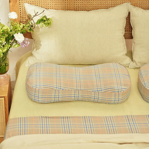 英式格纹系列曲线荞麦壳枕成人护颈枕 商品图0