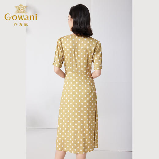 乔万尼真丝连衣裙新款女19mm重磅桑蚕丝V领波点裙ET2E246 商品图4