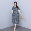 HR WX8808-79大码宽松遮肉显瘦简约时尚休闲印花连衣裙 商品缩略图3