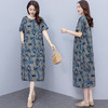 HR WX8808-79大码宽松遮肉显瘦简约时尚休闲印花连衣裙 商品缩略图1