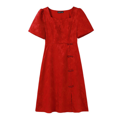 奢姿2025年夏装新款大码女装气质方领连衣裙胖妹妹开叉时尚裙子9932868123 商品图4