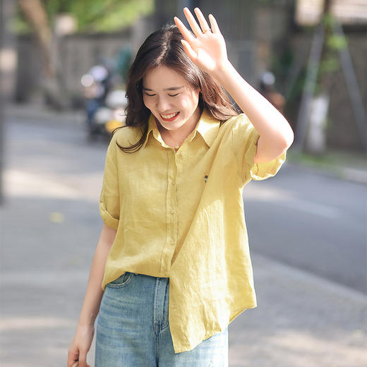 【回馈粉丝】松弛感 会呼吸的亚麻文艺衬衫 商品图3