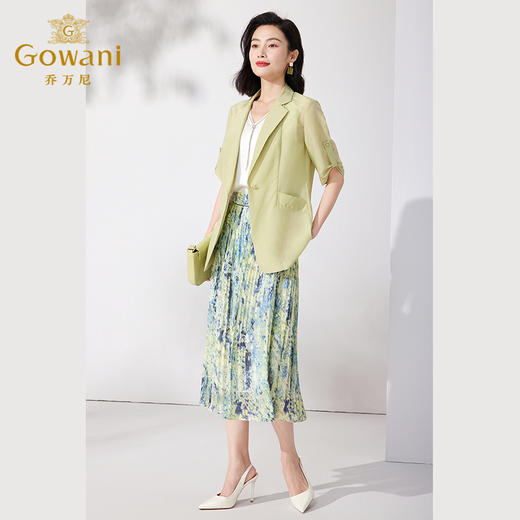 乔万尼小西装夏季新款中袖收腰外套清透真丝ET2B239 商品图3