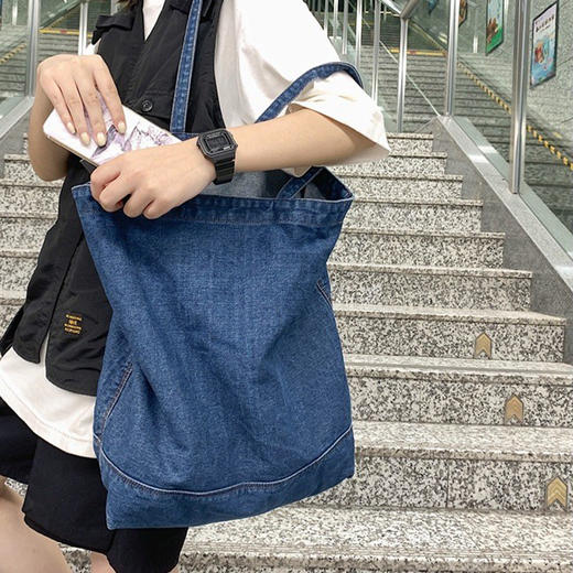 日式无印牛仔布包良品大容量手提包通勤包 A-4589 商品图2