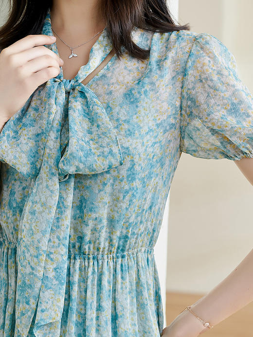 米思阳2025夏季新款甜美浪漫碎花裙绑带收腰显瘦遮肉连衣裙子1358 商品图4