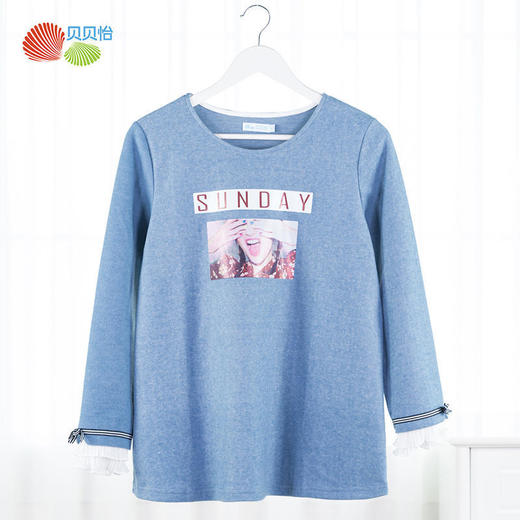 贝贝怡孕妇休闲上衣春秋季新款怀孕期哺乳期产前产后潮流长袖上衣 商品图2