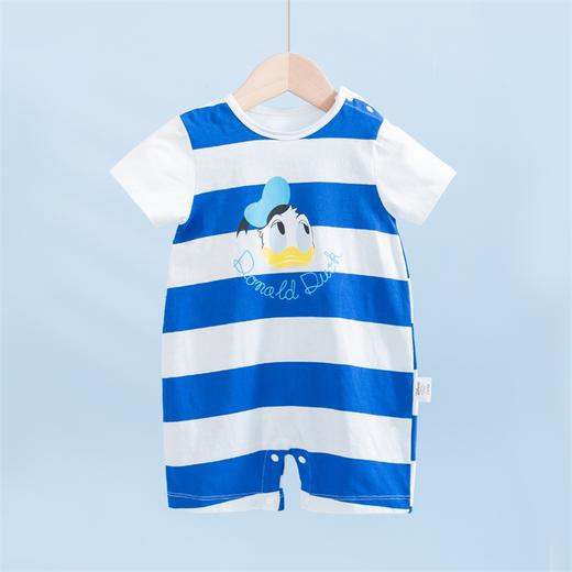 【唐老鸭90周年】迪士尼童装男童婴幼儿纯棉肩开连体衣夏唐老鸭宝宝新生儿条纹哈衣 商品图3