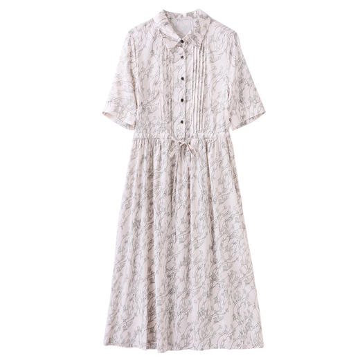 ASE 2307真丝连衣裙桑蚕丝妈妈气质碎花衬衫裙 商品图4