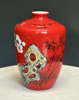 高温中华红堆画梅花梅开五福