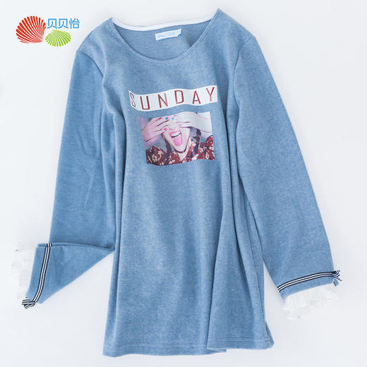 贝贝怡孕妇休闲上衣春秋季新款怀孕期哺乳期产前产后潮流长袖上衣 商品图3