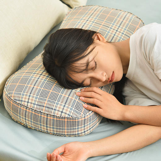 英式格纹系列曲线荞麦壳枕成人护颈枕 商品图2